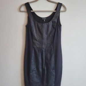 Le Chateau Medium Sheath Black Dress Faux-Leather
